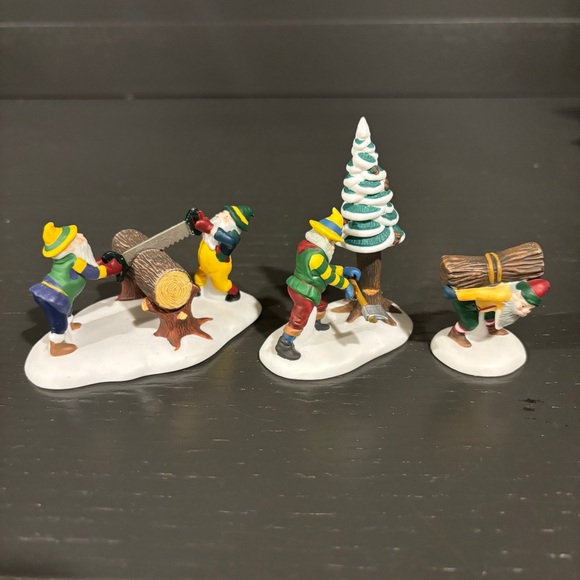 VINTAGE DEPARTMENT 56 "WOODMEN'S ELVES" PORCELAIN ACCESSORIES - Picture 6 of 8